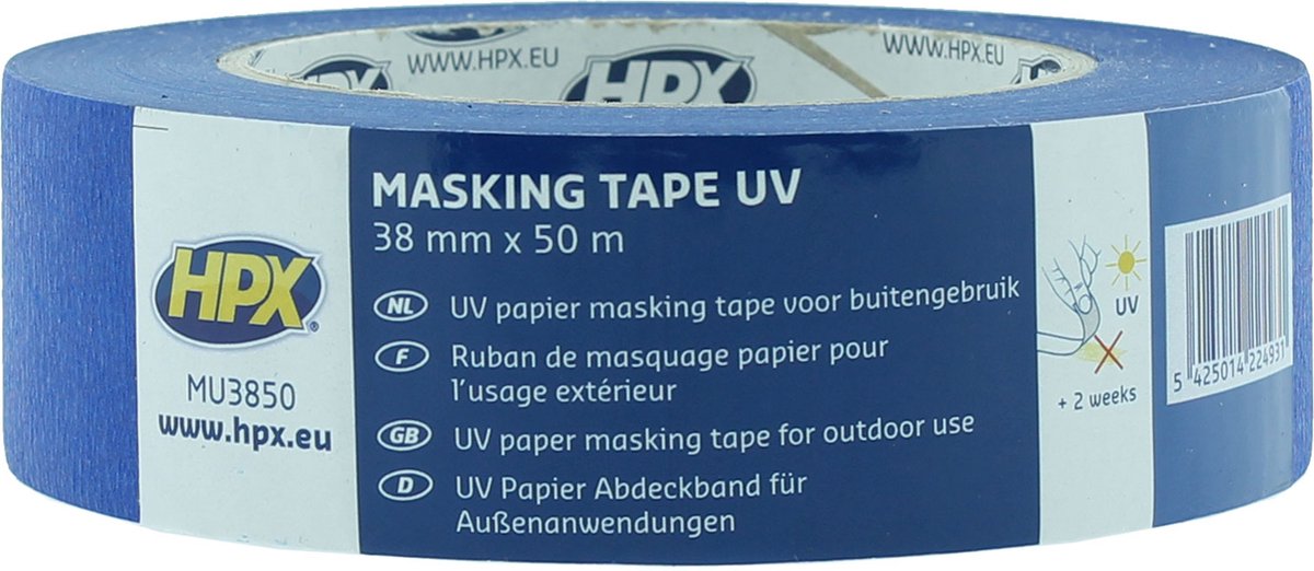 HPX Masking tape UV | Blauw | 38mm x 50m - MU3850