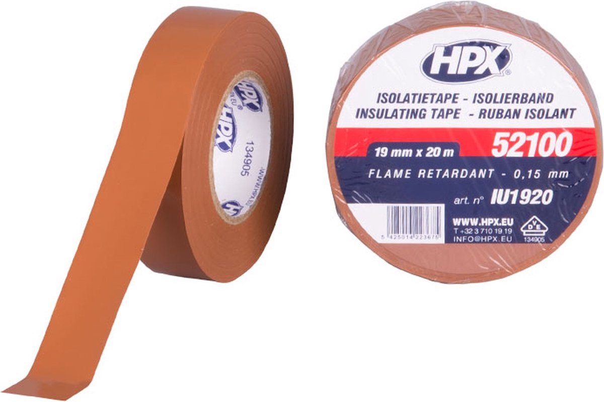 HPX PVC isolatietape VDE | Bruin | 19mm x 20m - IU1920