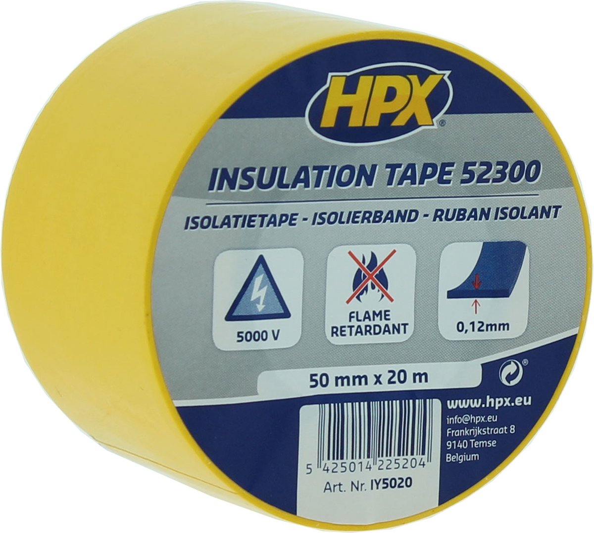 HPX PVC isolatietape | Geel | 50mm x 20m - IY5020