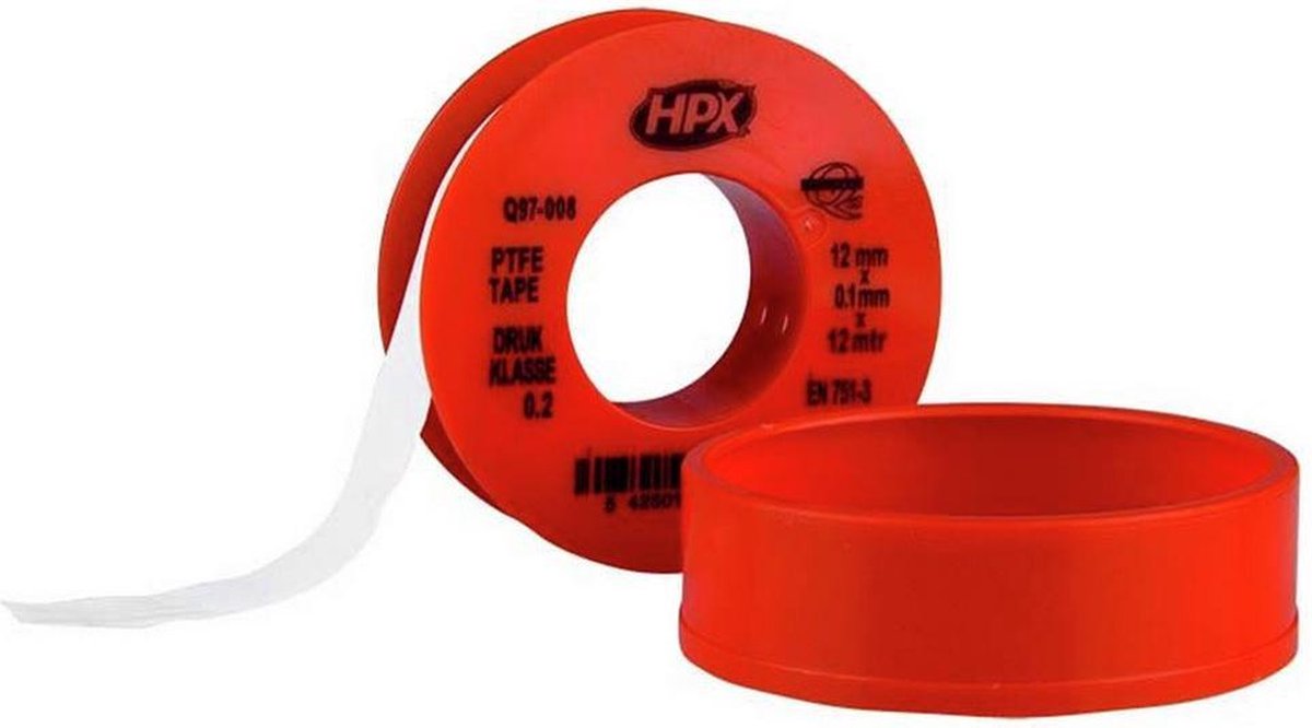 HPX PTFE gasafdichtingstape | Wit | 12mm x 12m - PT1212