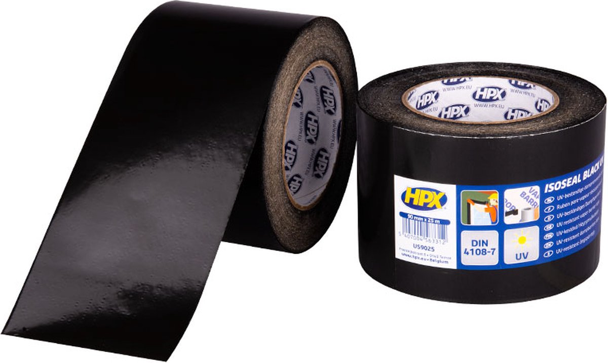 HPX UV-bestendige PE tape | Zwart | 90mm x 25m - US9025