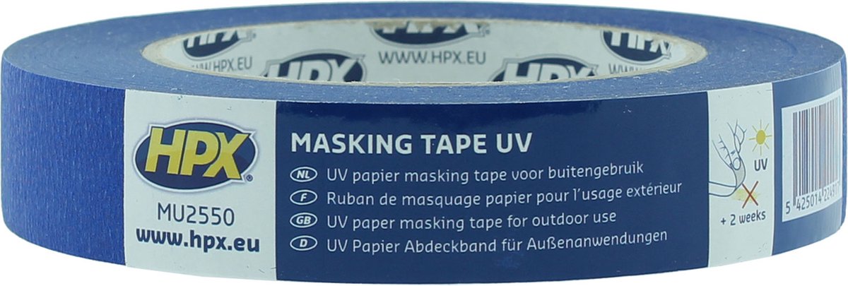 HPX Masking tape UV | Blauw | 25mm x 50m - MU2550