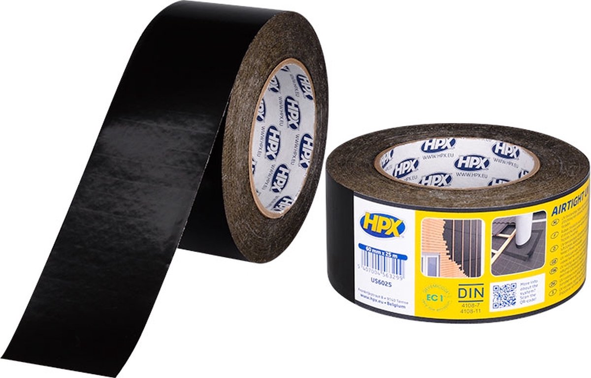 HPX UV-bestendige PE tape | Zwart | 60mm x 25m - US6025