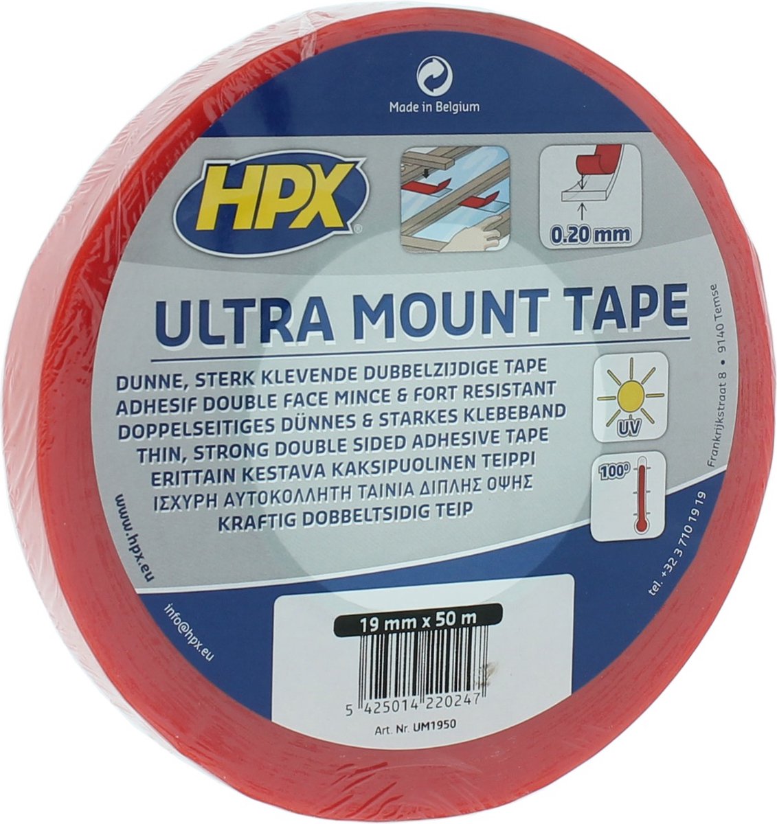 HPX Ultra Mount bevestigingstape | Transparant | 19mm x 50m - UM1950