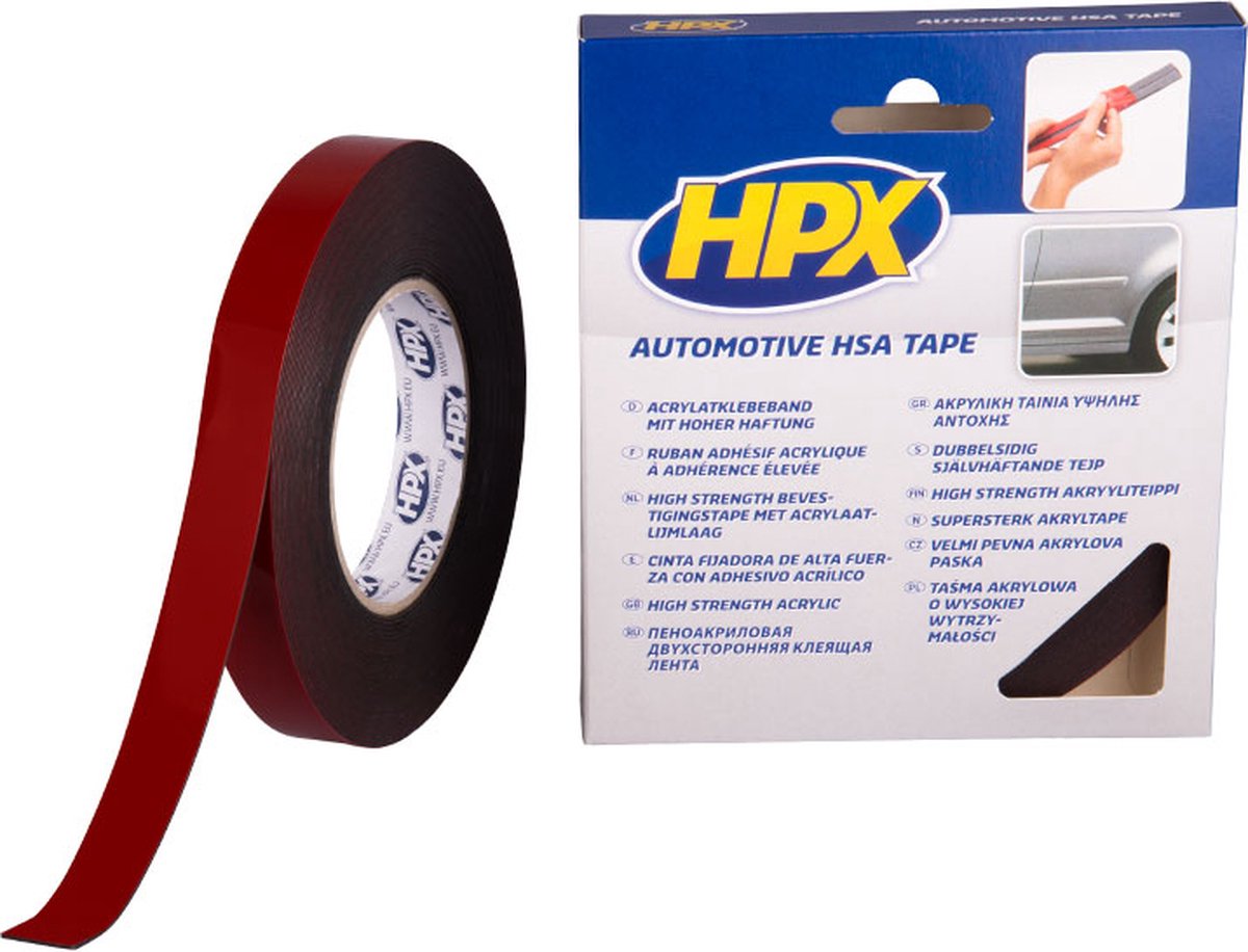 HPX Dubbelzijdige HSA bevestigingstape | Antraciet | 19mm x 10m - HSA005