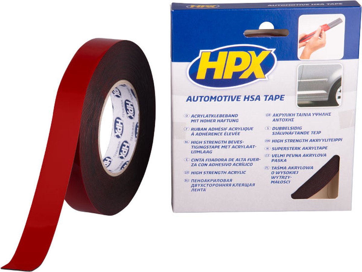 HPX Dubbelzijdige HSA bevestigingstape | Antraciet | 25mm x 10m - HSA006