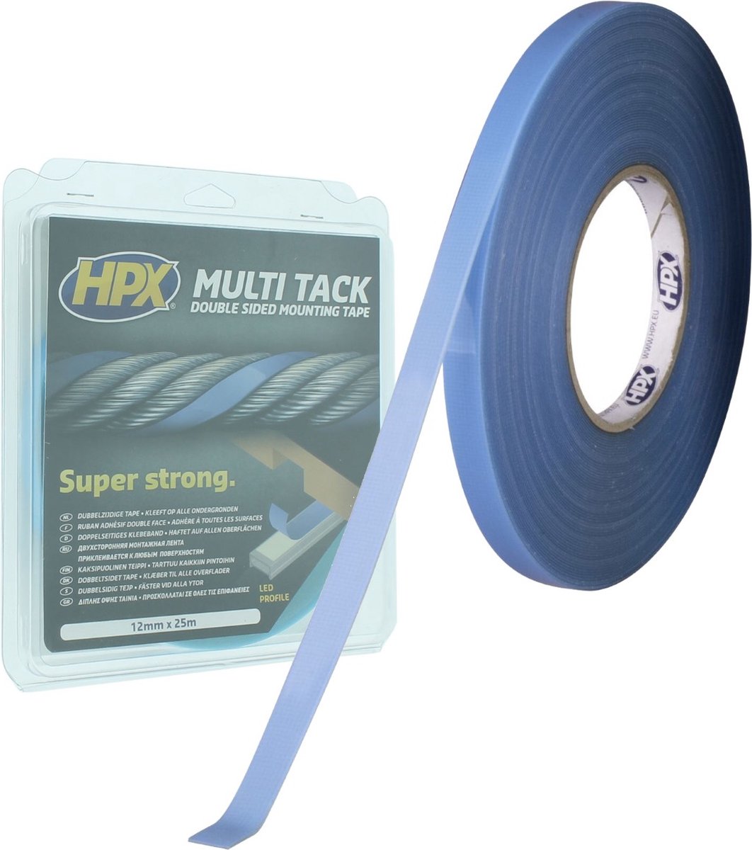 HPX Dubbelzijdige Multi-tack tape | Semi-transparant | 12mm x 5m - PA1205