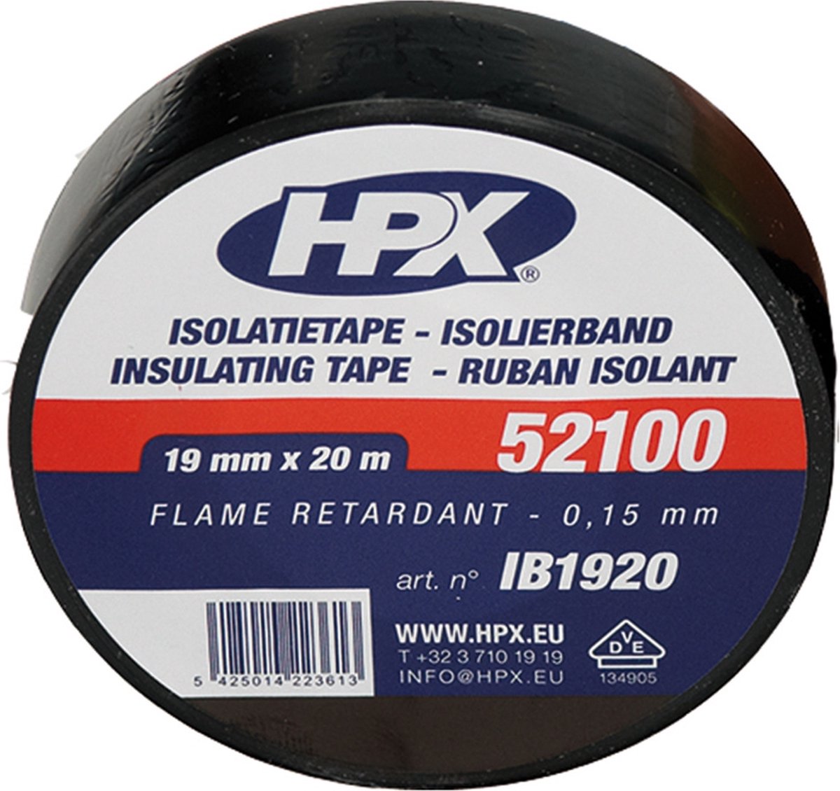 HPX PVC isolatietape VDE | Zwart | 19mm x 20m - IB1920