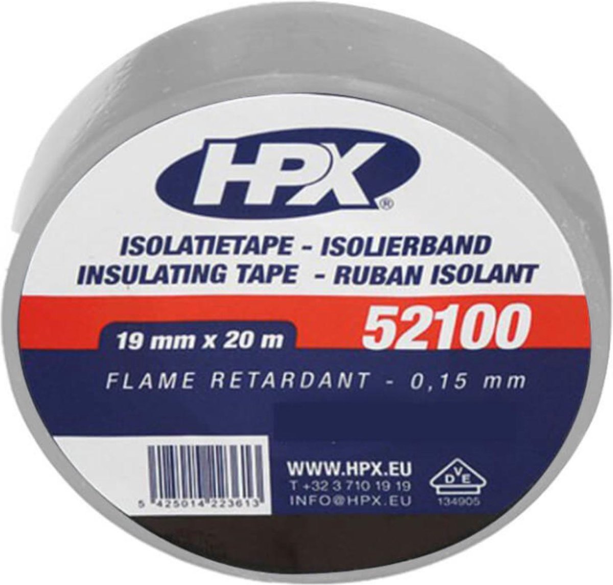 HPX PVC isolatietape VDE | Grijs | 19mm x 20m - IG1920