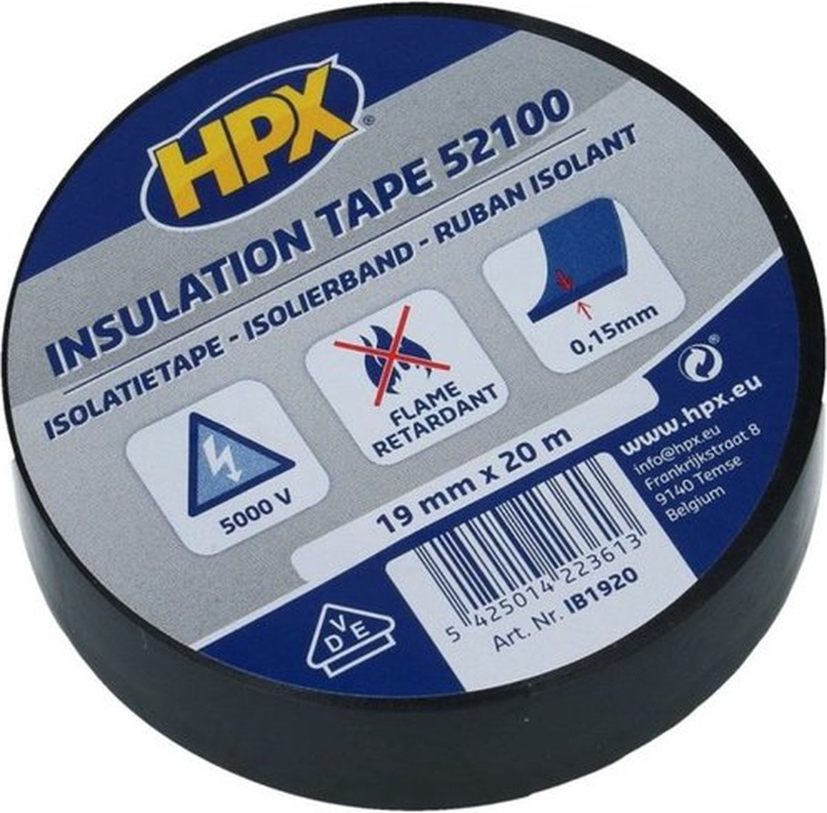 HPX PVC isolatietape VDE | Grijs | 19mm x 20m - IG1920