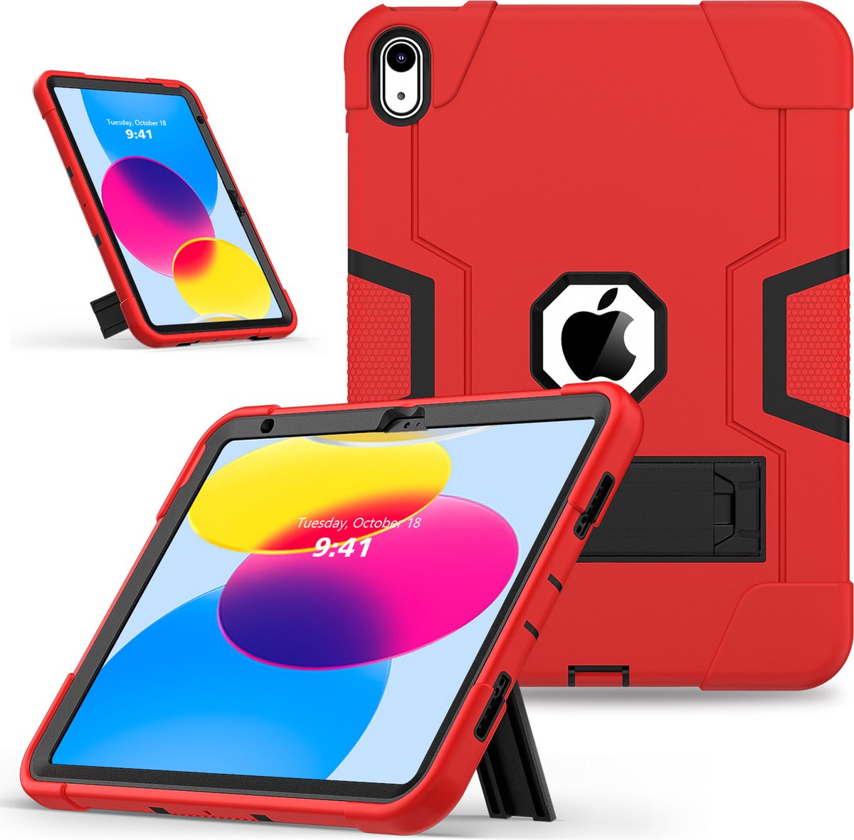 Fonu Shockproof Standcase hoes iPad 10 - 10.9 inch - Rood