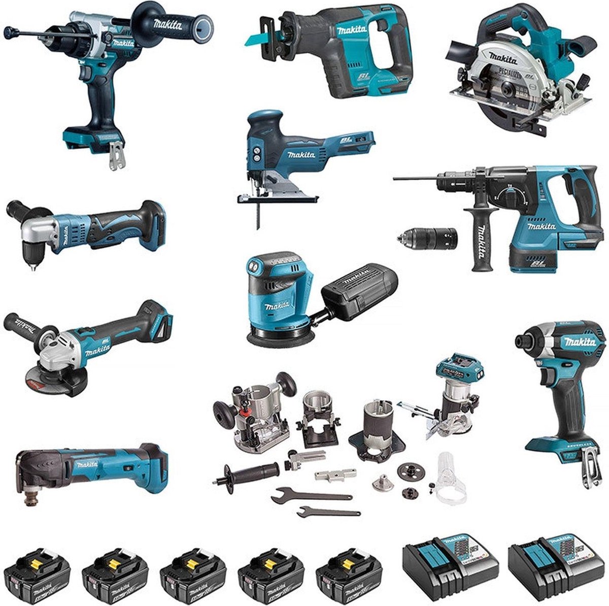 Makita DLX1108TJ1 Accu combopack LXT 18v - 11 delig met 5x 5.0Ah accu&apos;s