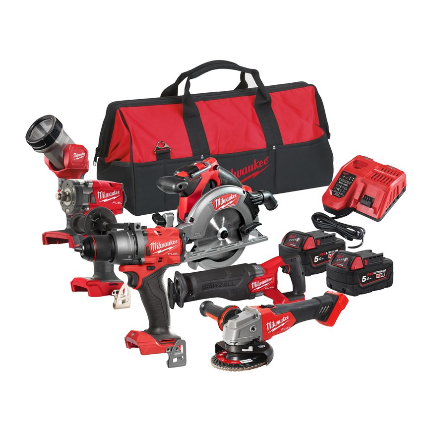 Milwaukee M18 FPP6F3-502B FUEL™ POWER PACK | 6 machines | 2x 5.0 Ah accu + lader | in gereedschapstas