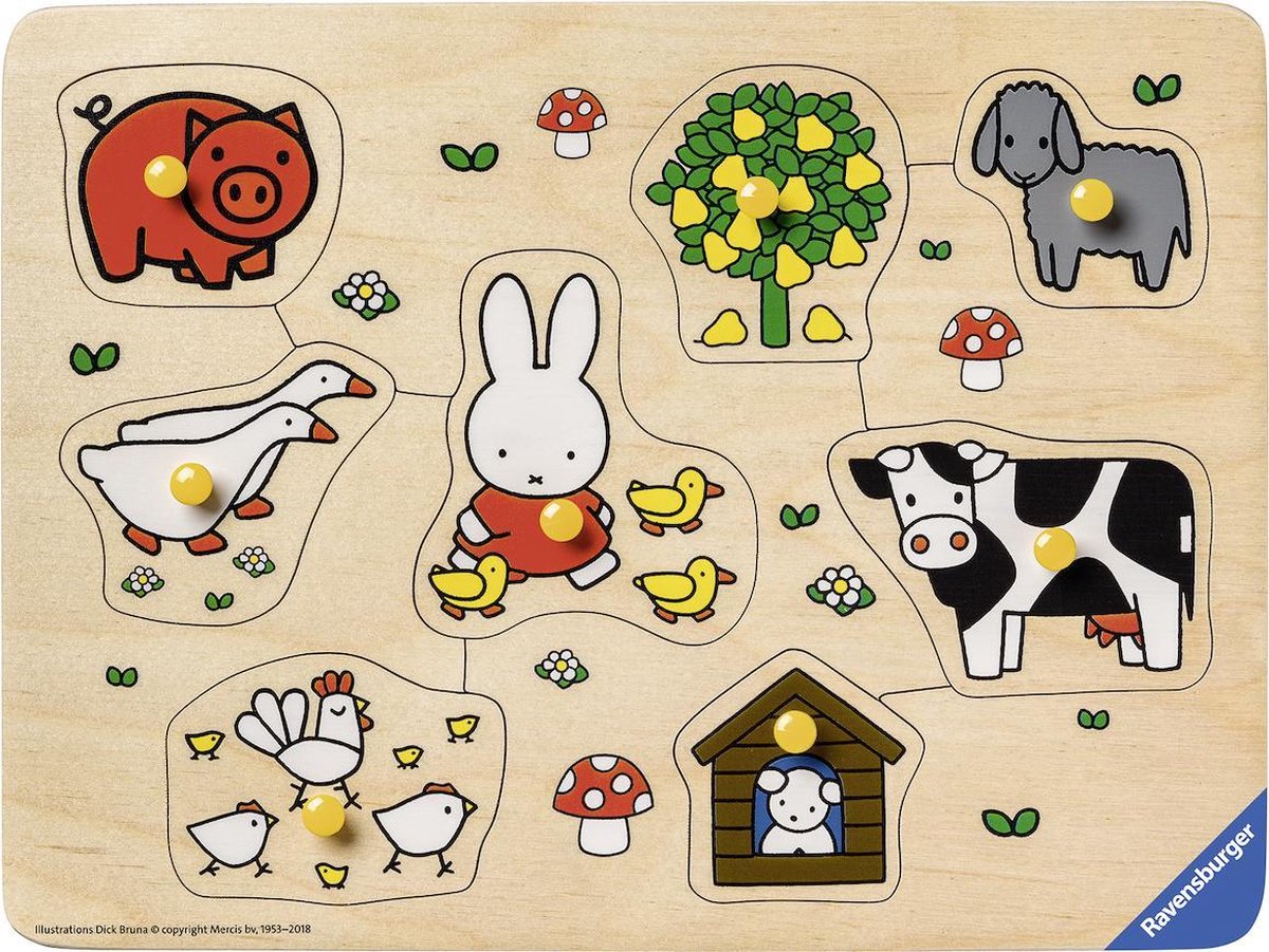 Nijntje Puzzel Hout Op De Boerderij 8 Stukjes