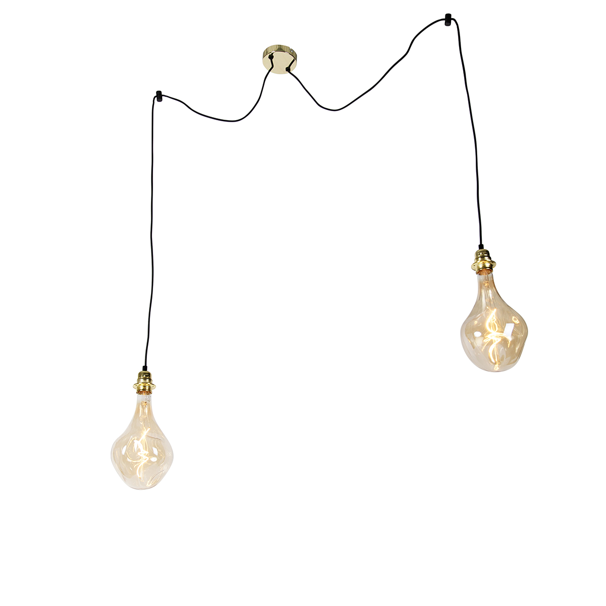 QAZQA Hanglamp goud 2-lichts incl. LED goud dimbaar - Cava Luxe - Oranje