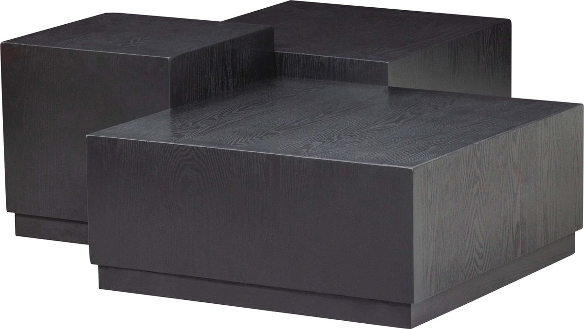 Woood Exclusive Pim Bijzettafels - Hout Set van 3 - Zwart