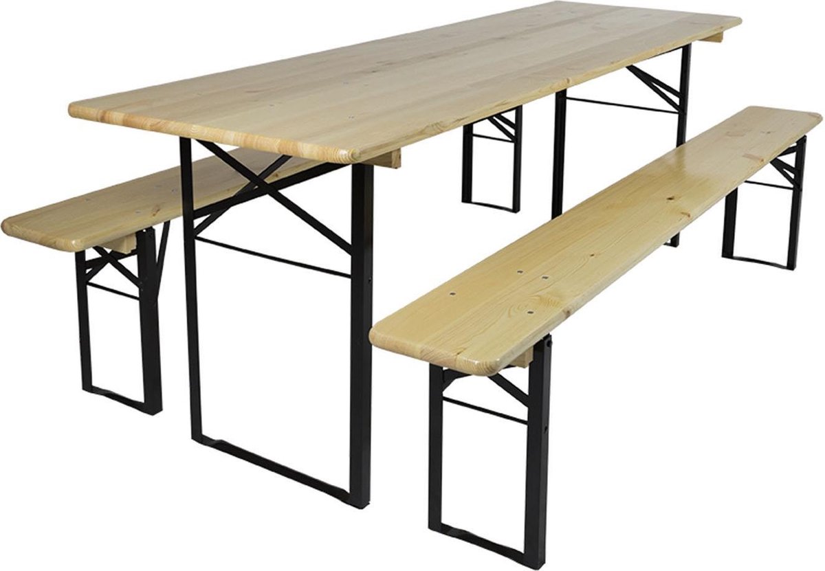 MaximaVida Berlijn 200 cm blank gelakt inklapbare picknickset - Bruin