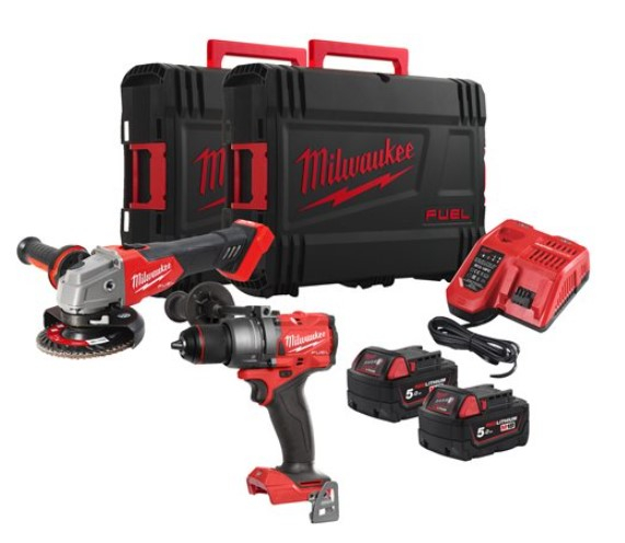 Milwaukee M18 FPP2E3-502X M18 FUEL™ powerpack 2-kit (M18FPD3, FSAG125X, 2 x 5,0Ah)