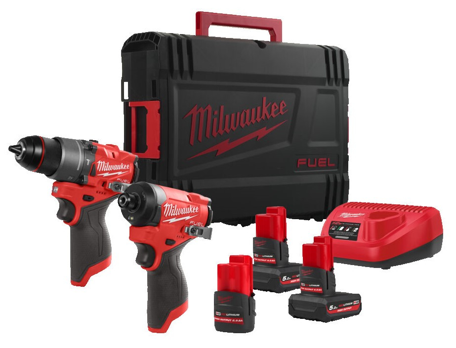 Milwaukee M12 FPP2A2-5253X M12 FUEL™ Powerpack 2-kit, Gen2 (M12FPD2, FID2, 2 x 5,0, 1 x 3,0 Ah)