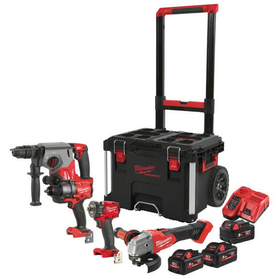 Milwaukee M18 FPP4C-555T | M18 FUEL™ powerpack 4-kit | (M18FPD3, FIW2F12, FHX, FSAG125XB 2 x 5,5, 1 x 5,0Ah)