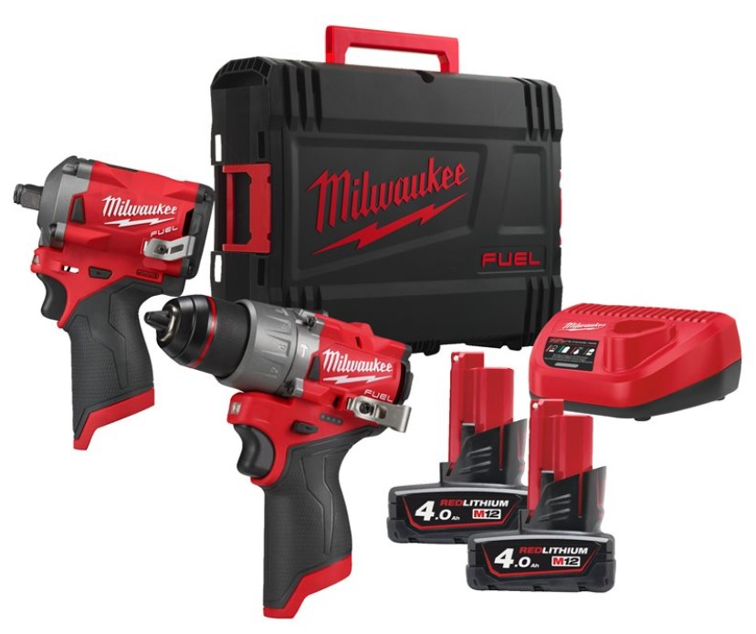 Milwaukee M12 FPP2H2-402X M12 FUEL™ Powerpack 2-kit, Gen2 (M12FPD2, FIWF12, 2 x 4,0 Ah)