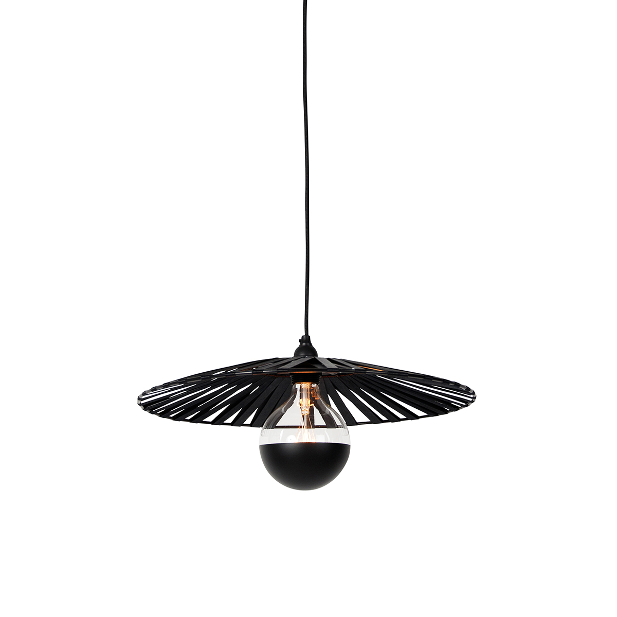 QAZQA Hanglamp 46 cm incl. G125 kopspiegel dimbaar - Leia - Zwart