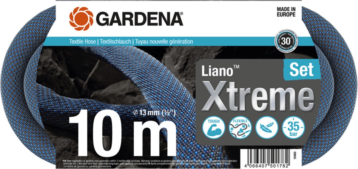 GARDENA Textielslang Liano™ Xtreme 10m, Set - 18460-20