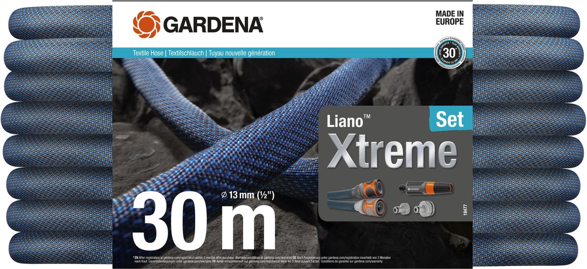 GARDENA Textielslang Liano™ Xtreme 30m, Set - 18477-20