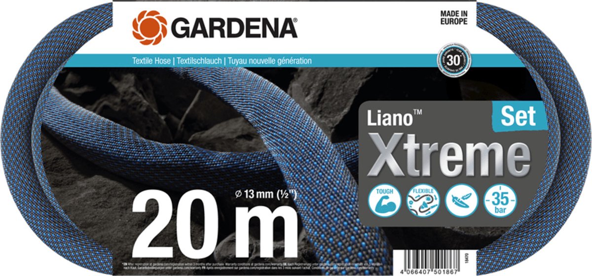 GARDENA Textielslang Liano™ Xtreme 20m, Set - 18470-20