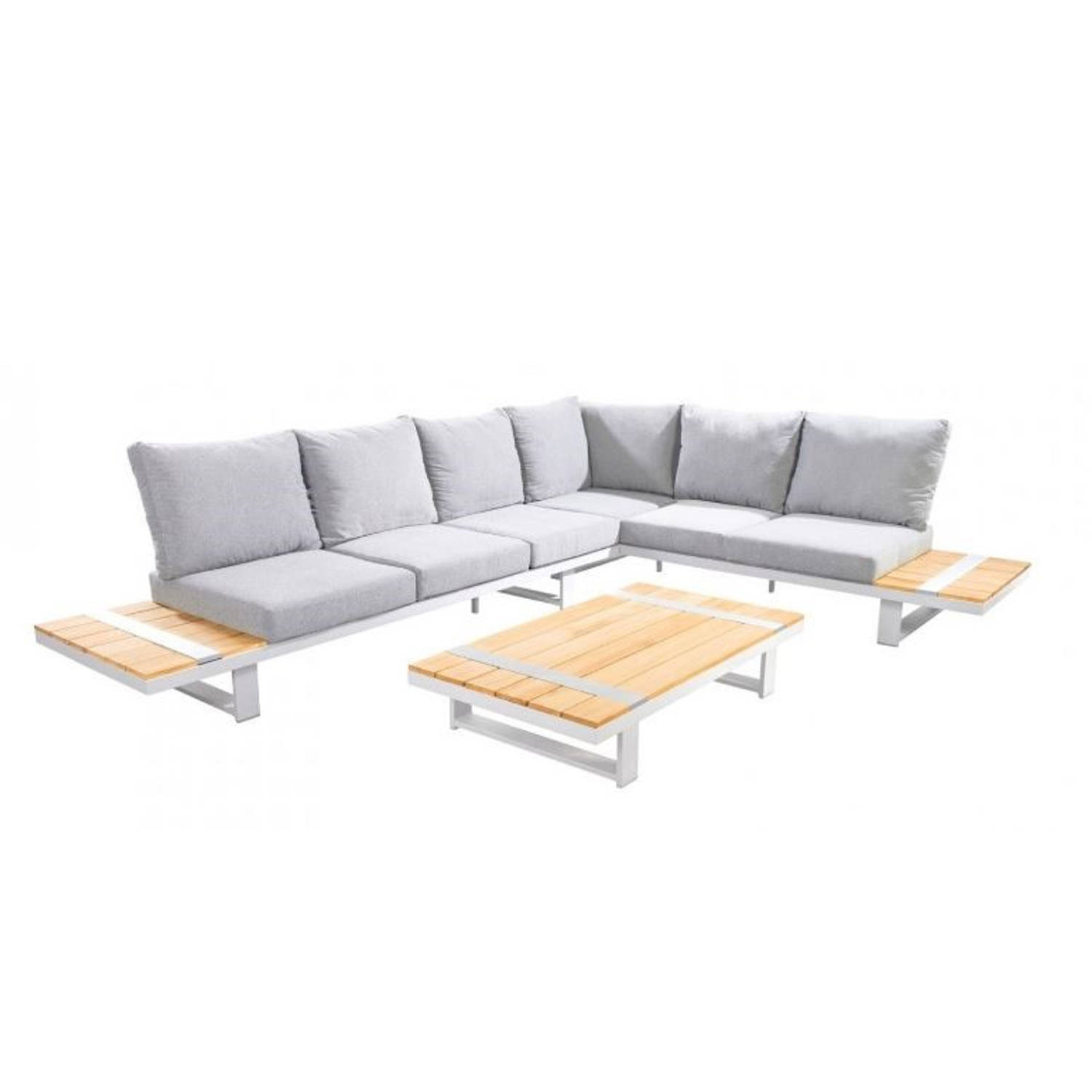 Yuwaa Loungeset Hoekset Wit - Grijs