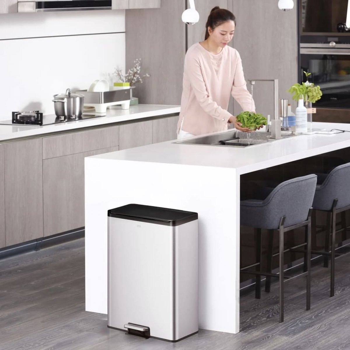 Eko Pedaalemmer Essential 2x20 L Matzilverkleurig - Silver