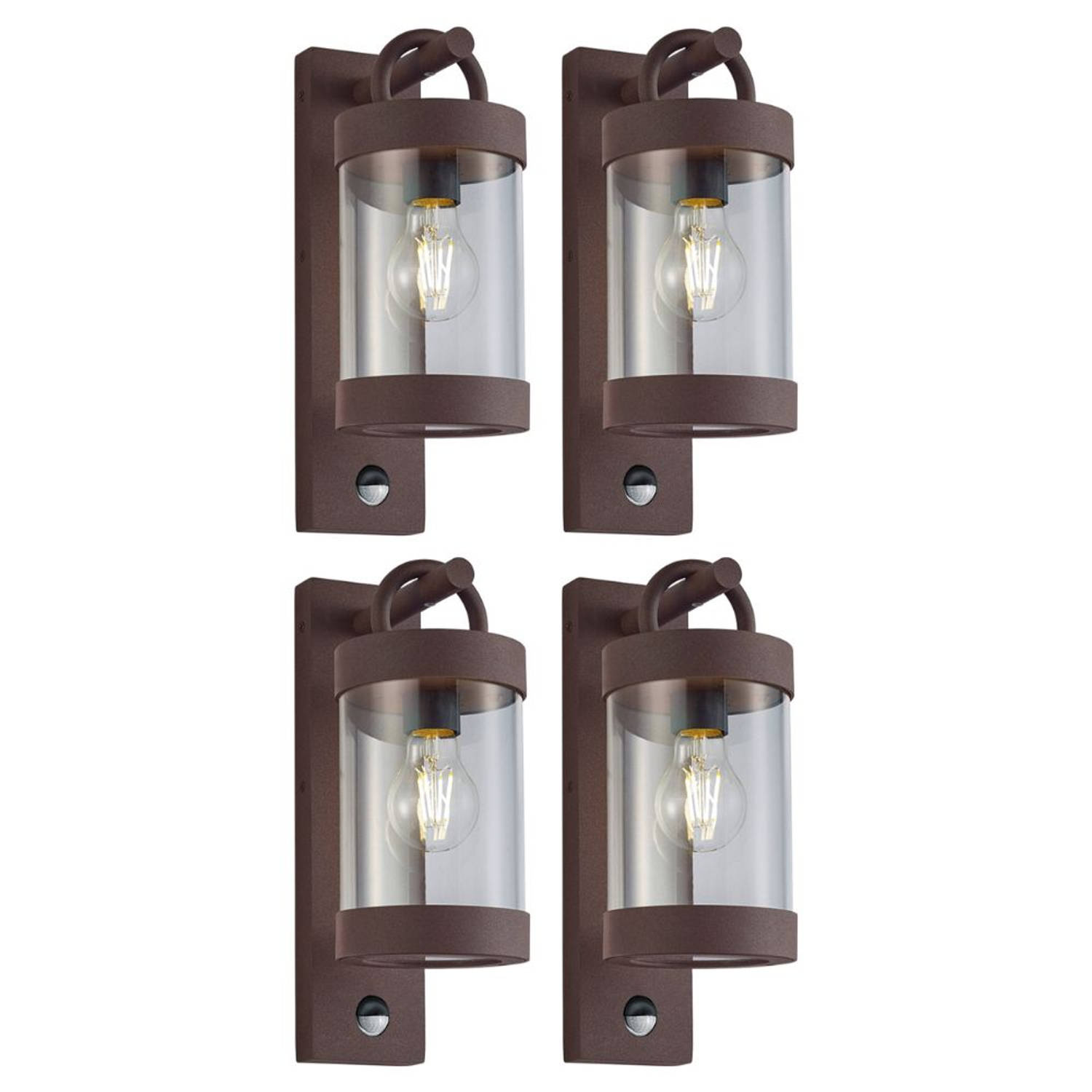 TRIO Sambesi Wandlamp Met Bewegingssensor Roestkleur - 4 Stuks