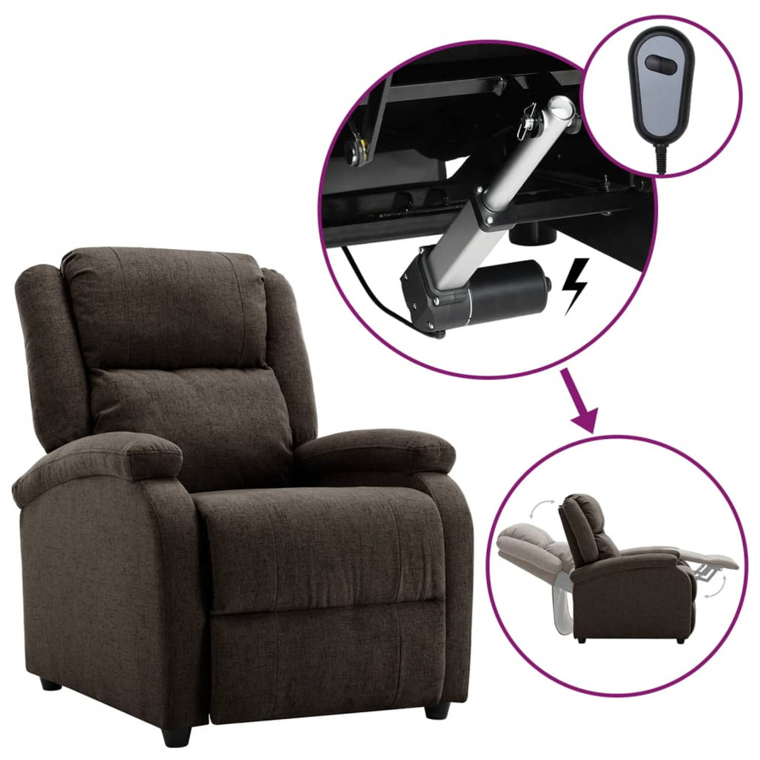 Vidaxl Fauteuil Verstelbaar Elektrisch Stof Donker - Bruin