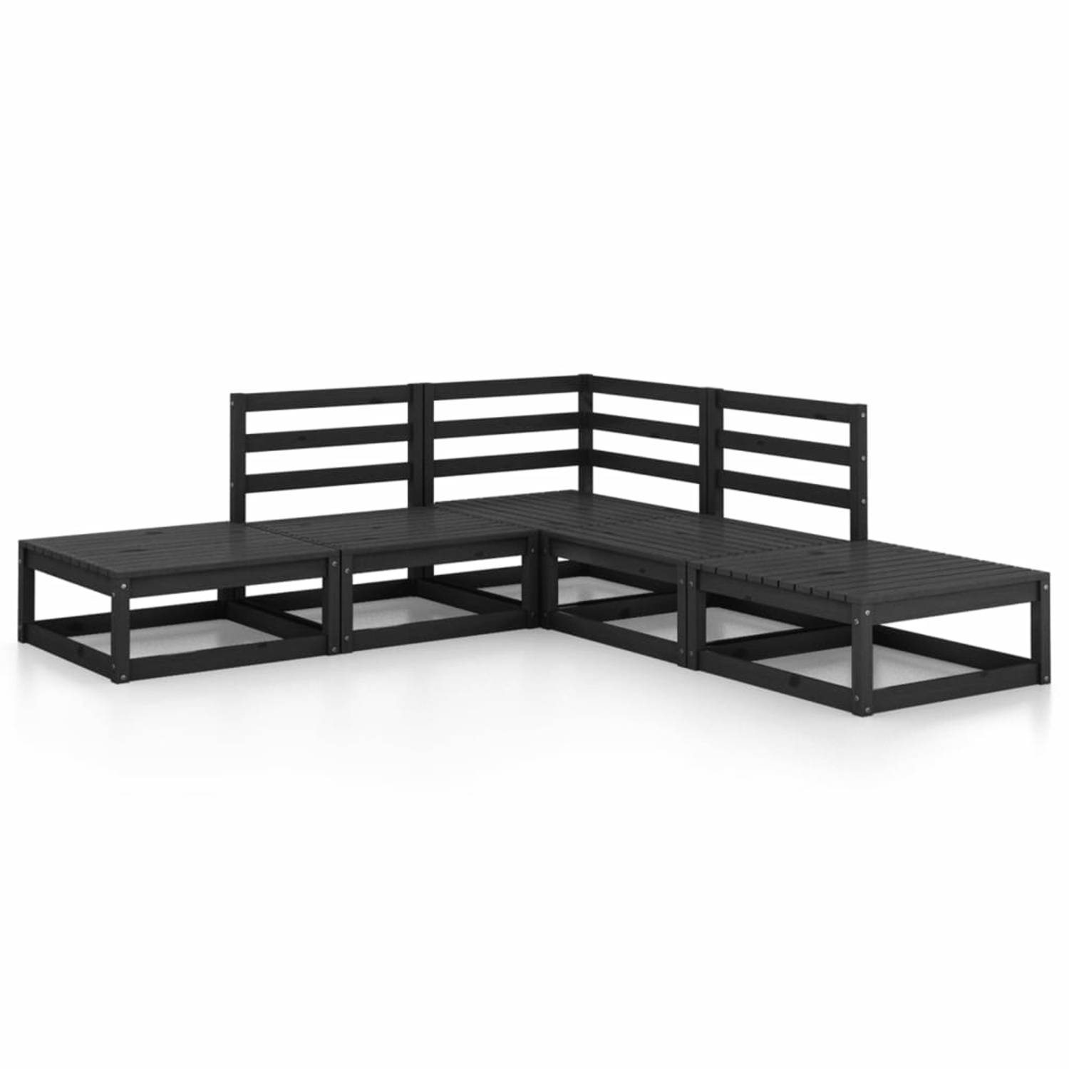 Vidaxl 5-delige Loungeset Massief Grenenhout - Negro