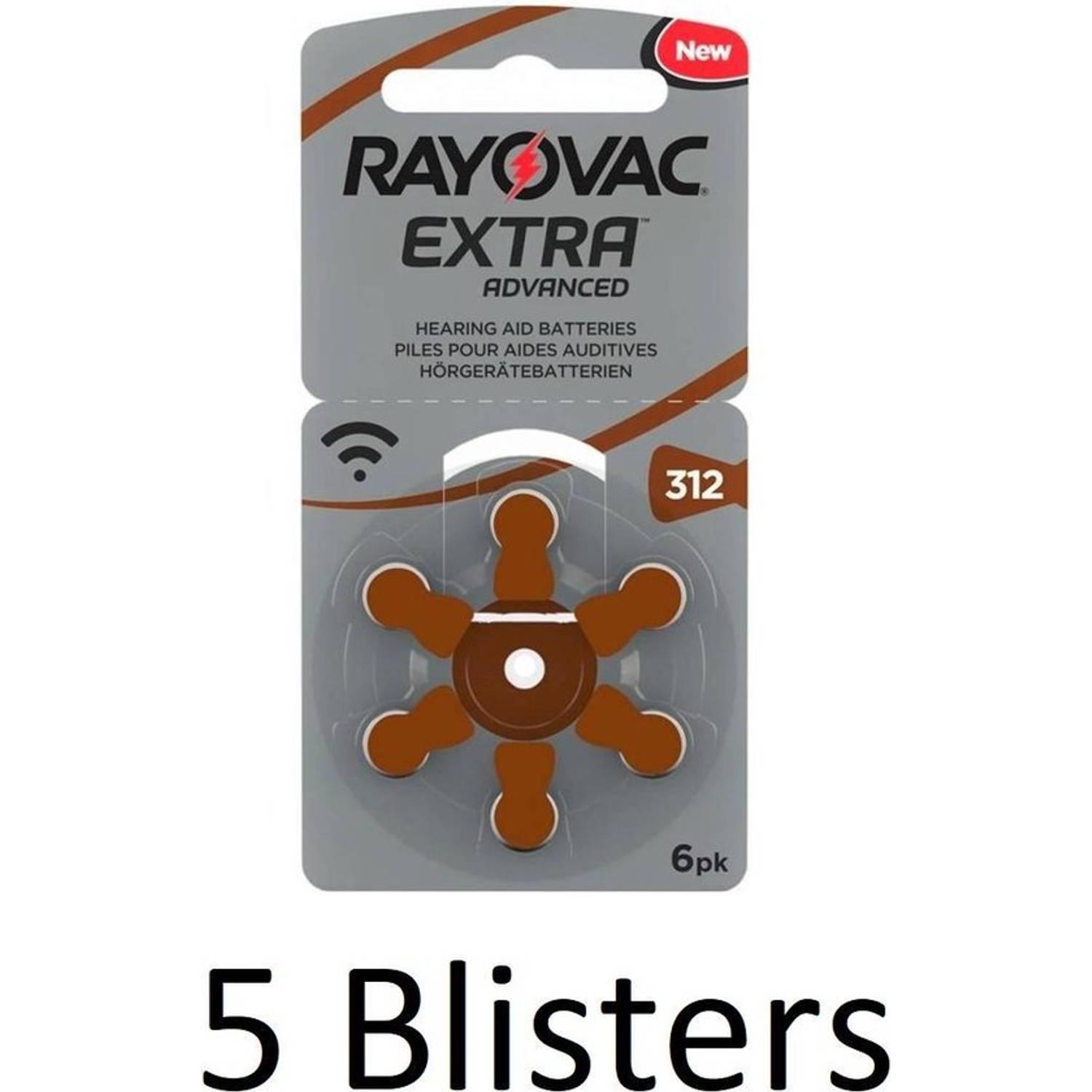 RAYOVAC 30 Stuks (5 Blisters A 6 St) Extra Advanced, 312 - Bruin - Hoortoestel