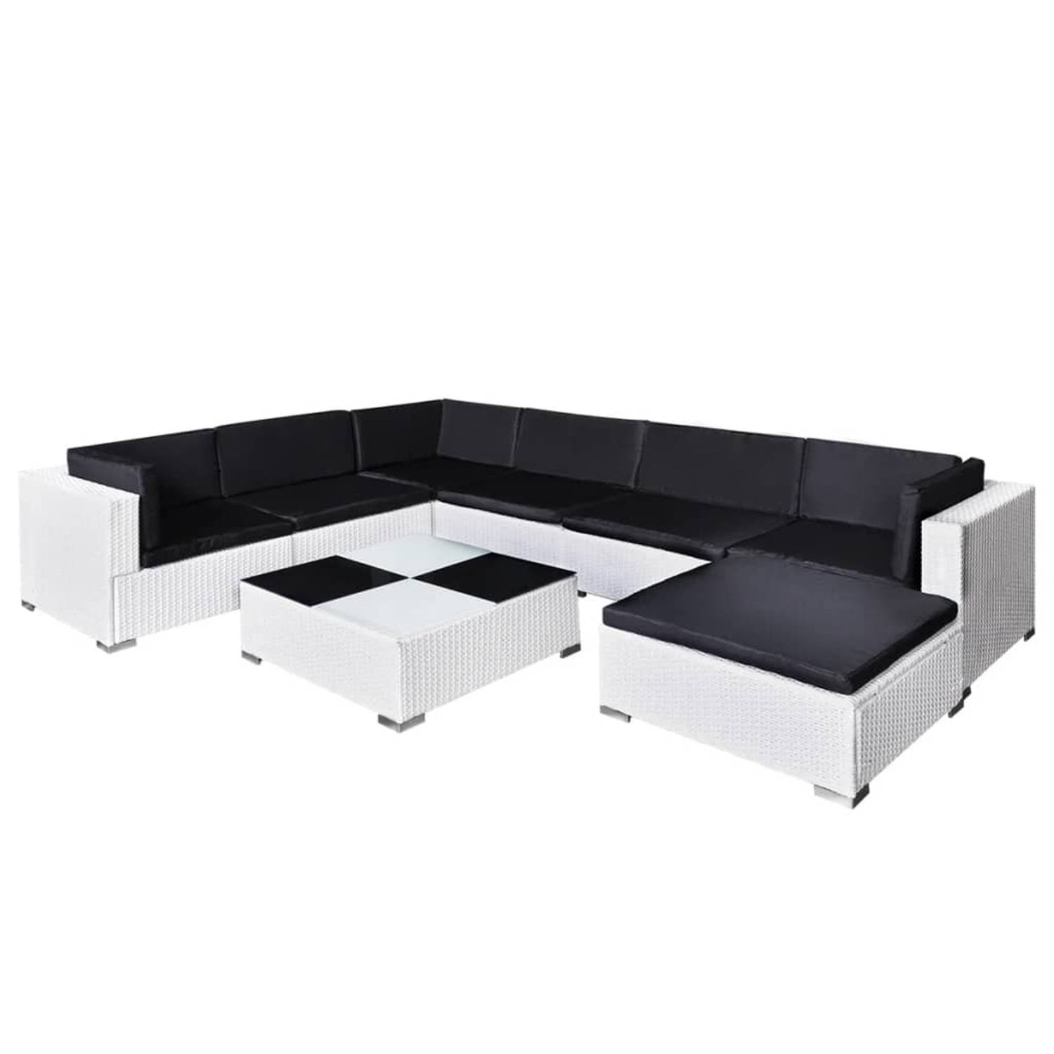 Vidaxl 8-delige Loungeset Met Kussens Poly Rattan Wit