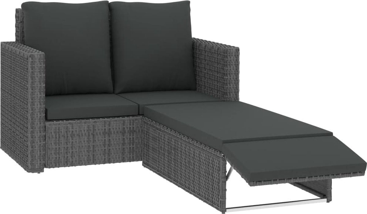 Vidaxl 2-delige Loungeset Met Kussens Poly Rattan - Grijs