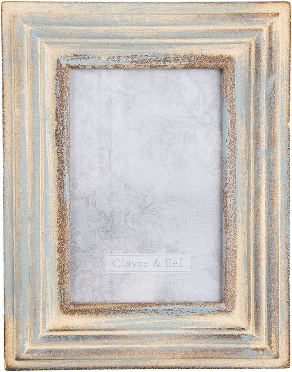 Clayre & Eef Fotolijst 17x2x22 Cm / 10x15 Cm, Groen, Aquablauw - Hout - Bruin