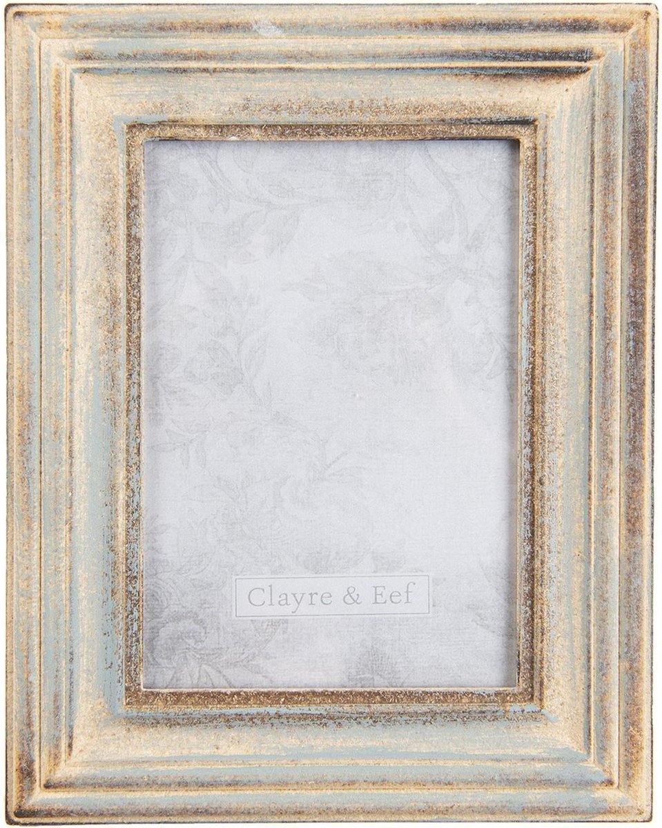 Clayre & Eef Fotolijst 19x2x24 Cm / 13x18 Cm, Groen - Hout - Bruin