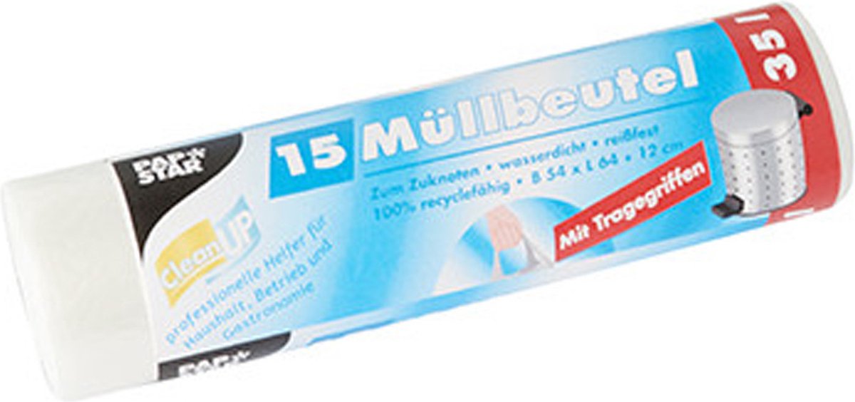 Papstar 30x Stuks Afvalzakken/vuilniszakken - 35 Liter - Transparant - Prullenbak Zakken - Vuilniszakken