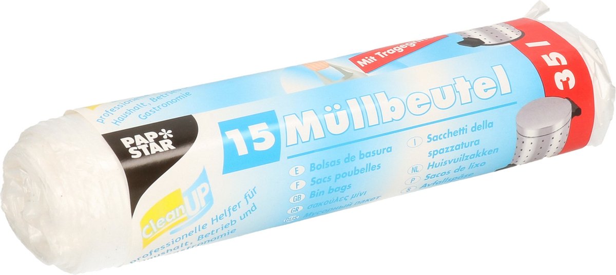 Papstar 30x Stuks Afvalzakken/vuilniszakken - 35 Liter - Transparant - Prullenbak Zakken - Vuilniszakken