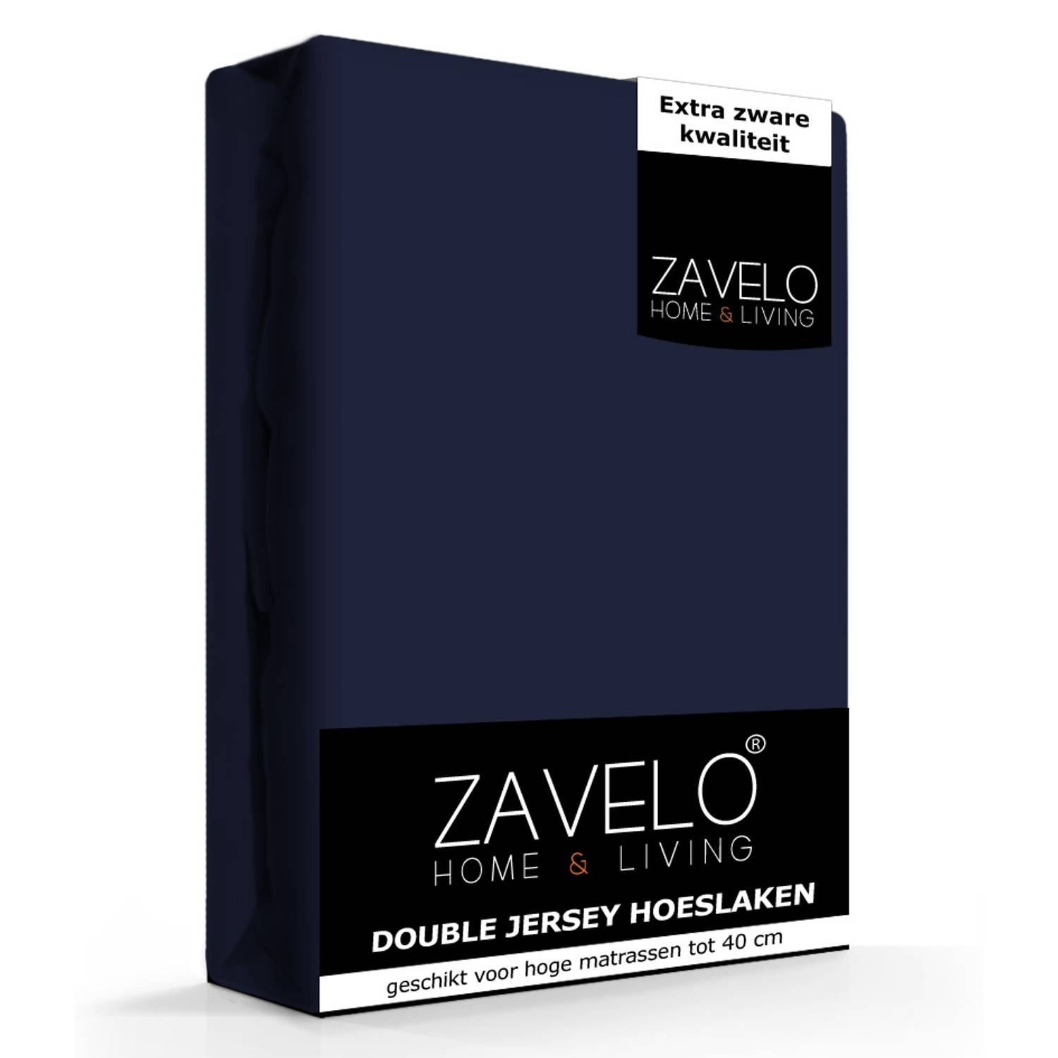 Slaaptextiel Zavelo Double Jersey Hoeslaken Navy-lits-jumeaux (180x200 Cm) - Blauw