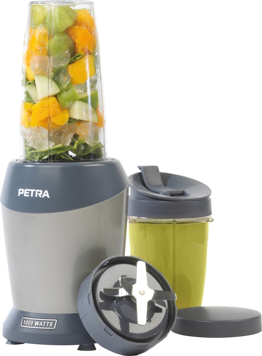 Petra Blender To Go - Ijscrusher - Twee Drinkbekers - 1000w - Grijs