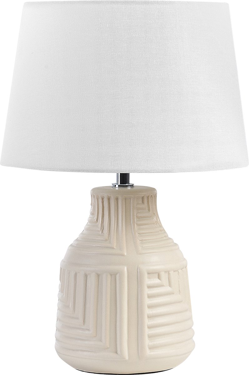 Beliani Ozama - Tafellamp--keramiek, Linnen - Beige