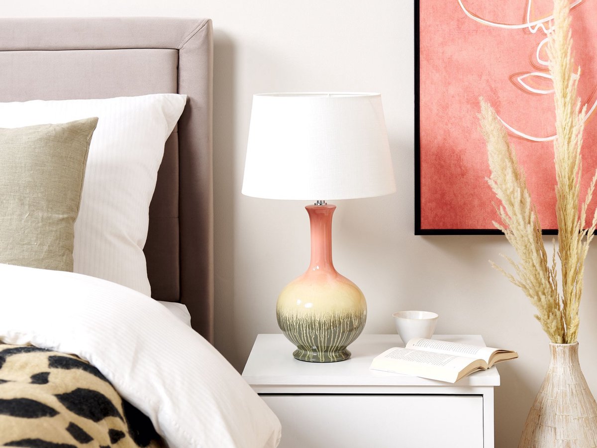 Beliani Nizao - Tafellamp-multicolor-keramiek, Linnen