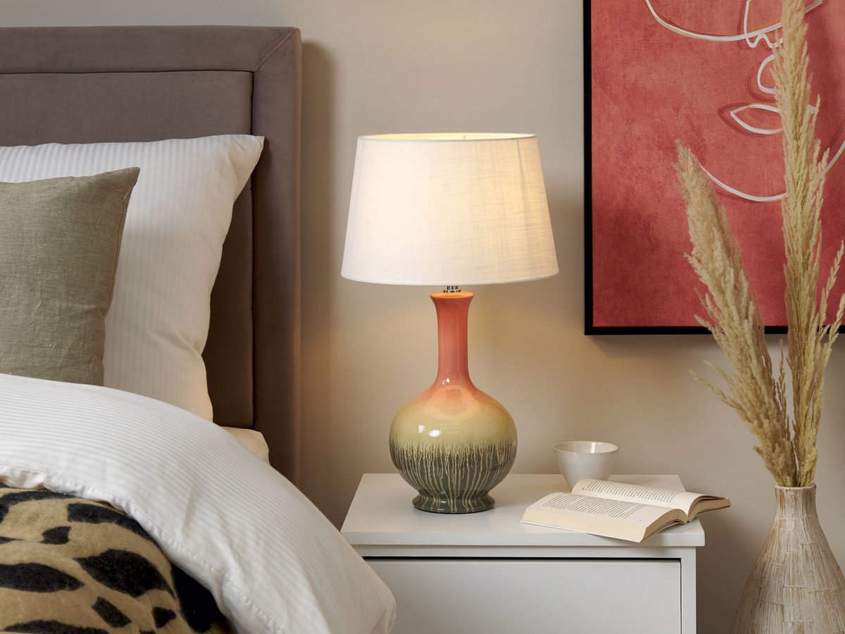 Beliani Nizao - Tafellamp-multicolor-keramiek, Linnen