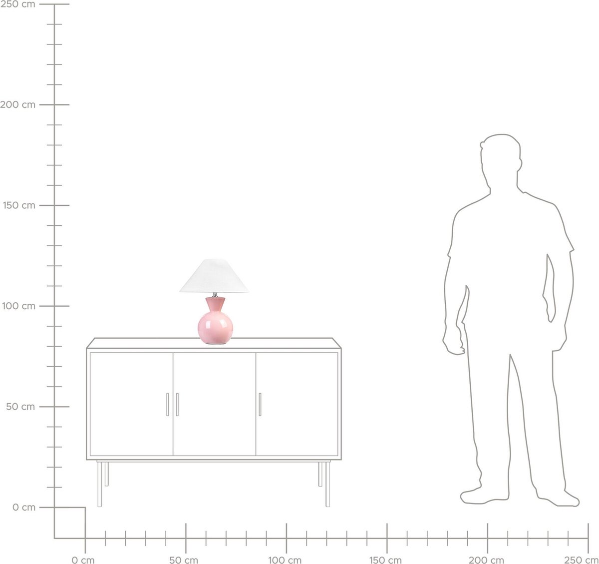 Beliani Ferry - Tafellamp--keramiek, Linnen - Roze