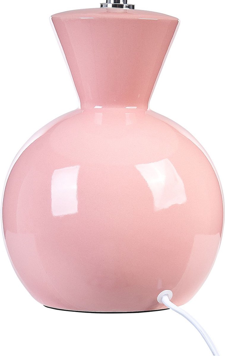Beliani Ferry - Tafellamp--keramiek, Linnen - Roze