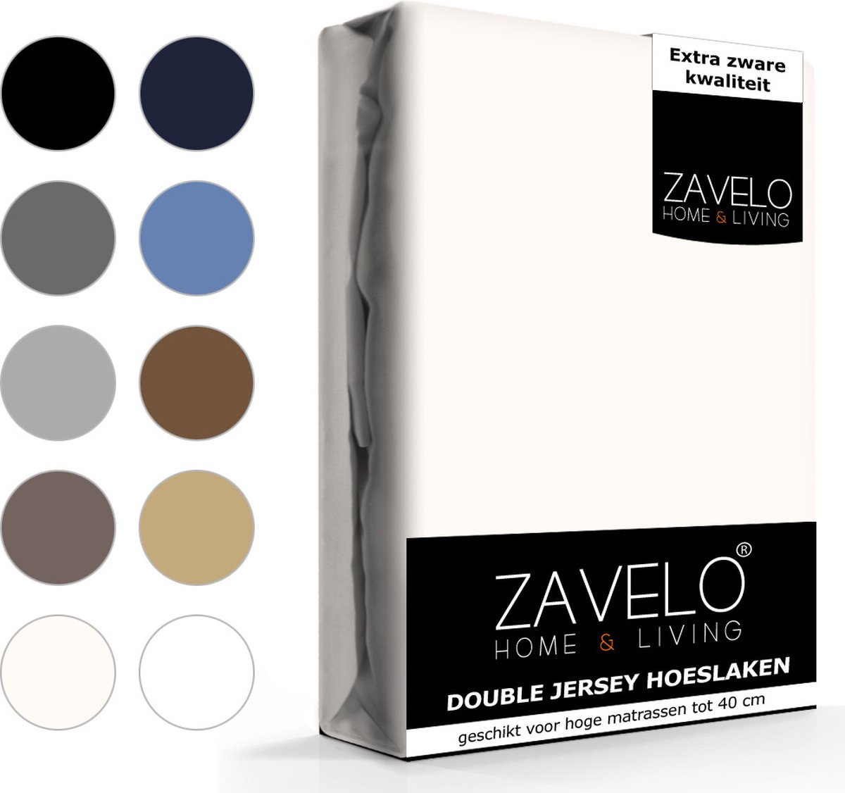 Slaaptextiel Zavelo Double Jersey Hoeslaken Creme-lits-jumeaux (200x220 Cm) - Beige