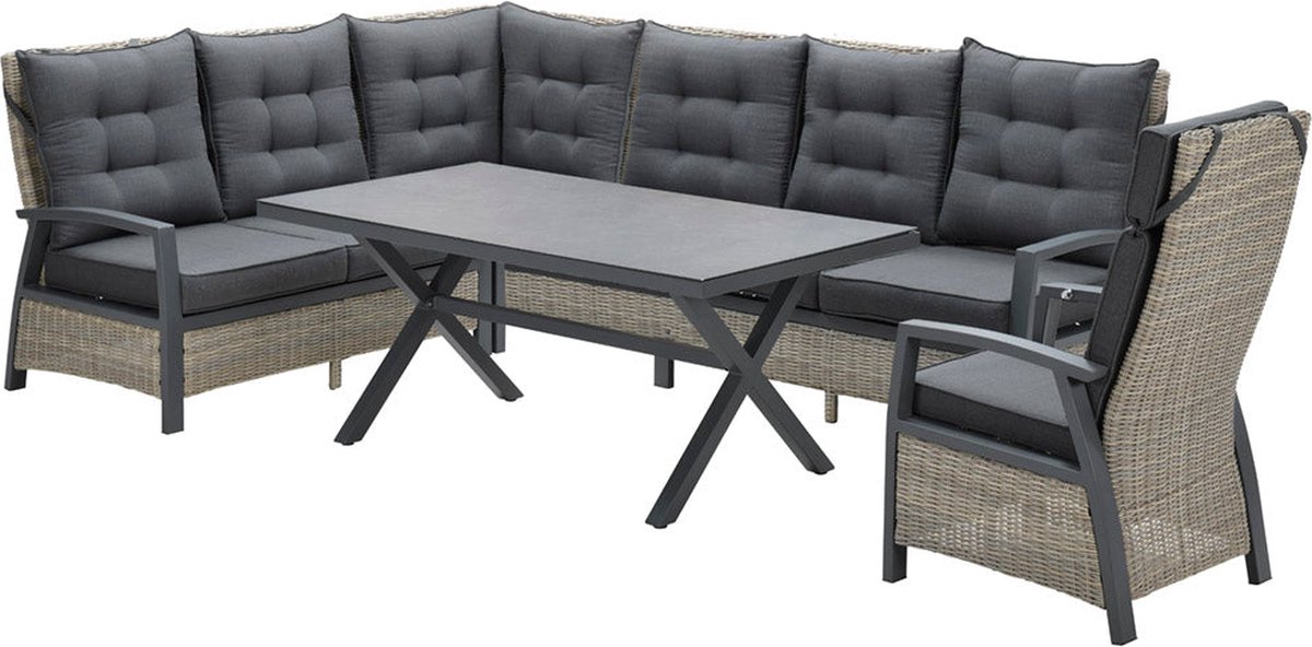 Garden Impressions Sandoy Lounge Dining Set 5-delig - Vintage Willow - Bruin